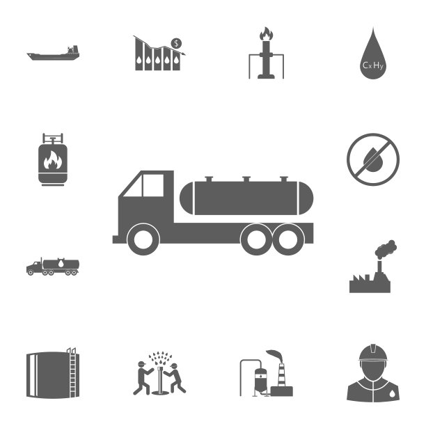货物运输的汽油图标。详细的一套油图标。优质的平面设计标志。收藏图标之一的网站，网页设计，移动应用程序图片下载
