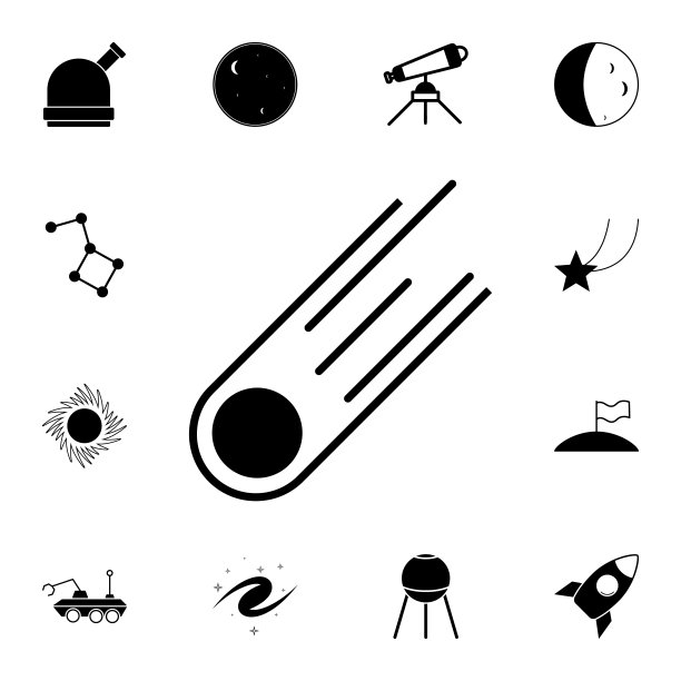 彗星图标。太空图标的详细设置。优质的平面设计标志。收藏图标之一的网站，网页设计，移动应用程序图片下载