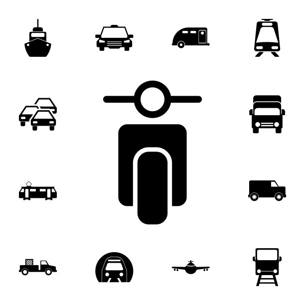 小摩托车前视图图标。详细的运输图标集。优质的平面设计标志。收藏图标之一的网站，网页设计，移动应用程序图片下载