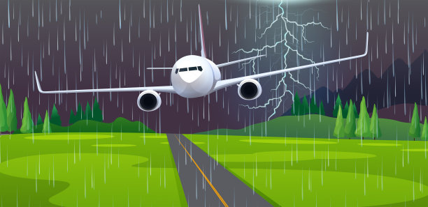 一架飞机在机场紧急降落图片下载