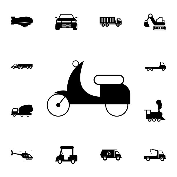 小摩托车图标。详细的运输图标集。优质的平面设计标志。收藏图标之一的网站，网页设计，移动应用程序图片下载