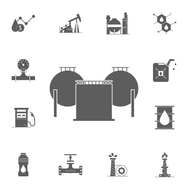 燃料存储图标。详细的一套油图标。优质的平面设计标志。收藏图标之一的网站，网页设计，移动应用程序图片下载