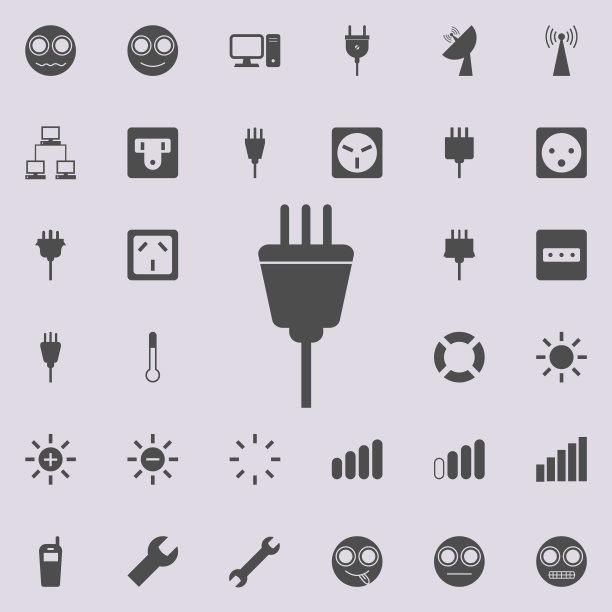 电插头图标。详细设置的极简图标。优质的平面设计标志。收藏图标之一的网站，网页设计，移动应用程序图片下载