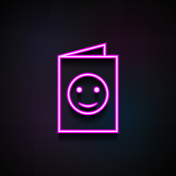 贺卡图标。移动概念和web应用程序的极简图标元素。霓虹贺卡图标可以用于网页和手机图片下载