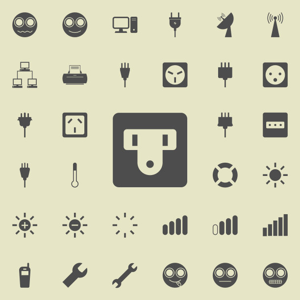 插座图标。详细设置的极简图标。优质的平面设计标志。收藏图标之一的网站，网页设计，移动应用程序图片下载