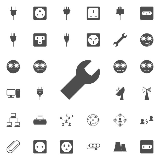 扳手图标。详细设置的极简图标。优质的平面设计标志。收藏图标之一的网站，网页设计，移动应用程序图片下载