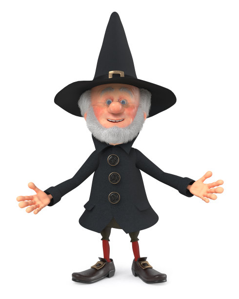 3d插图有趣的童话巫师在一顶帽子图片下载