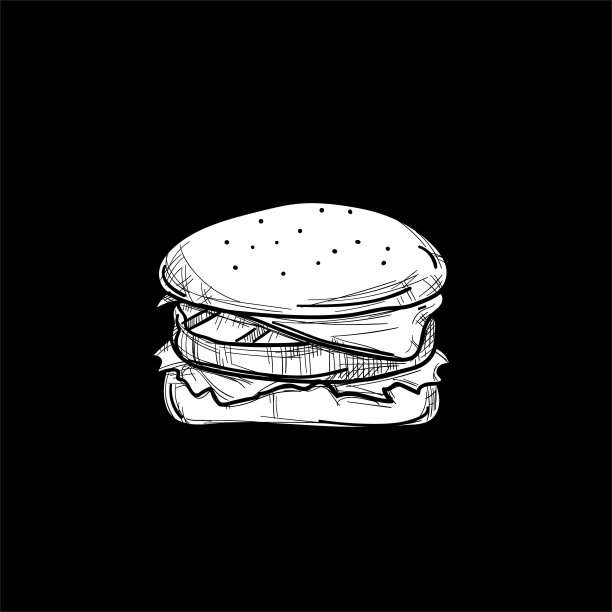 快餐绘画对象黑白图片下载