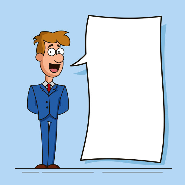 卡通人物-可爱的经理。商人或经理和言论泡沫。股票矢量插图在平面设计。图片下载