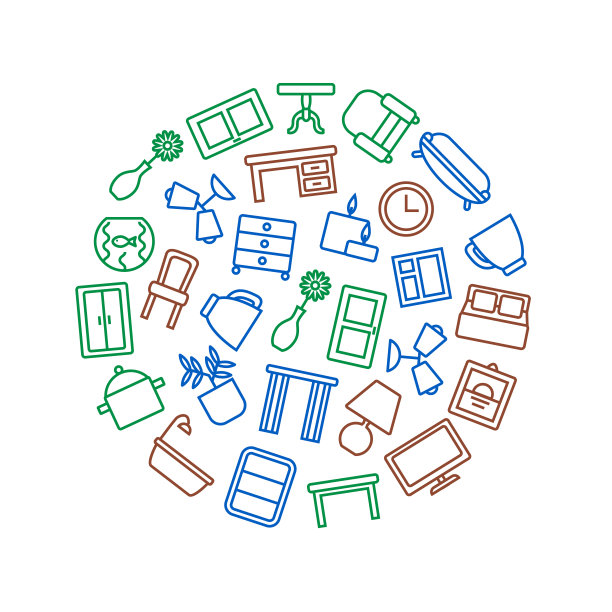 家居装饰圆设计模板。向量图片下载