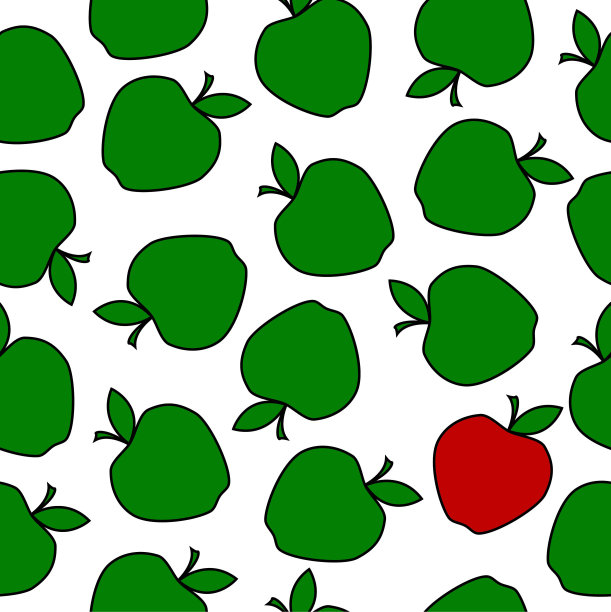 连续，无缝模式的青苹果与红。卡通的背景。纺织。股票向量。图片下载