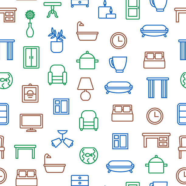 家装招牌无缝图案背景。向量图片下载