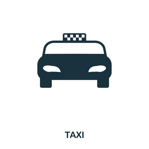 出租车图标。移动应用程序，打印，网站图标。简单元素唱歌。黑白出租车图标插图。图片下载