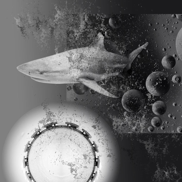 黑白抽象拼贴画。热带地区,概念。图片下载