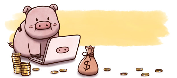 用电脑制作储蓄罐投资横幅，以水彩为背景图片下载