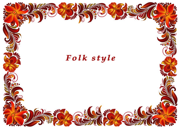 带有花卉装饰的民间风格的框架图片下载