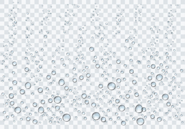 真实的水滴在透明的背景。矢量图图片下载