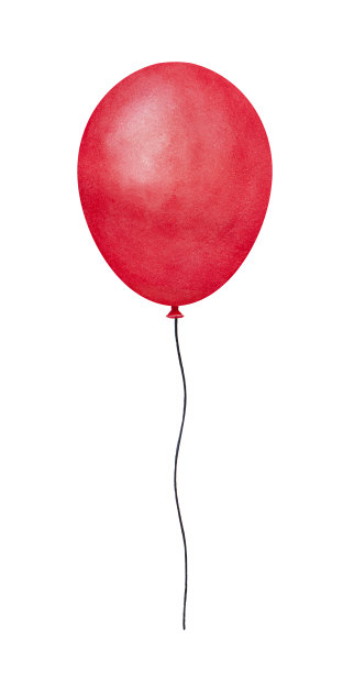 鲜艳的彩色红色飞行气球插画图片下载