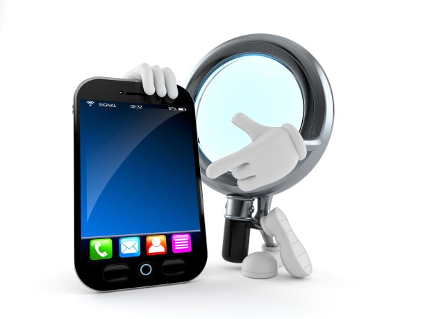 放大镜字符与智能手机图片下载