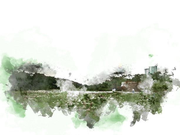 抽象的花朵盛开在彩色的水彩画背景和数字插图画笔艺术。图片下载