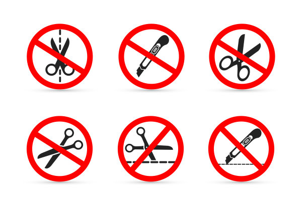 不要用刀或剪刀打开。矢量插图。在白色背景上隔离图片下载
