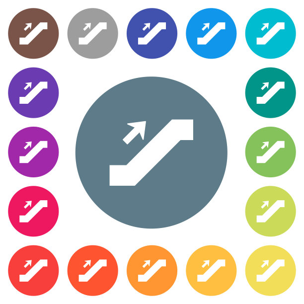 自动扶梯上的标志是圆形背景上的白色图标图片下载