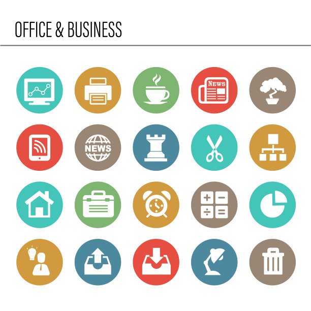 办公室和业务图标集图片下载