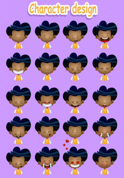 卡通非洲裔美国男孩的收藏图片下载