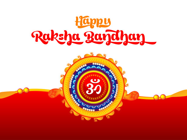 快乐的Raksha Bandhan，美丽多彩的Rakhi设计，印度教节日，矢量插图。图片下载