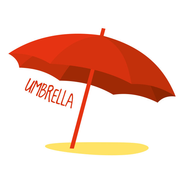 红色的沙滩伞。矢量图图片下载
