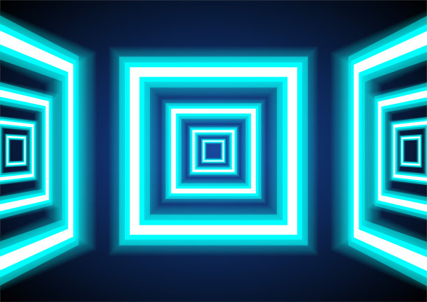 抽象蓝色霓虹方形几何形状图案。纹理新潮的设计海报和封面模板的背景。矢量图图片下载