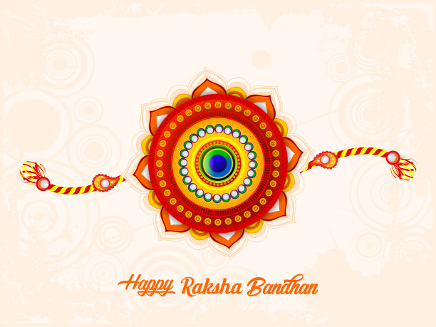 快乐的Raksha Bandhan，美丽多彩的Rakhi设计，印度教节日，矢量插图。图片下载