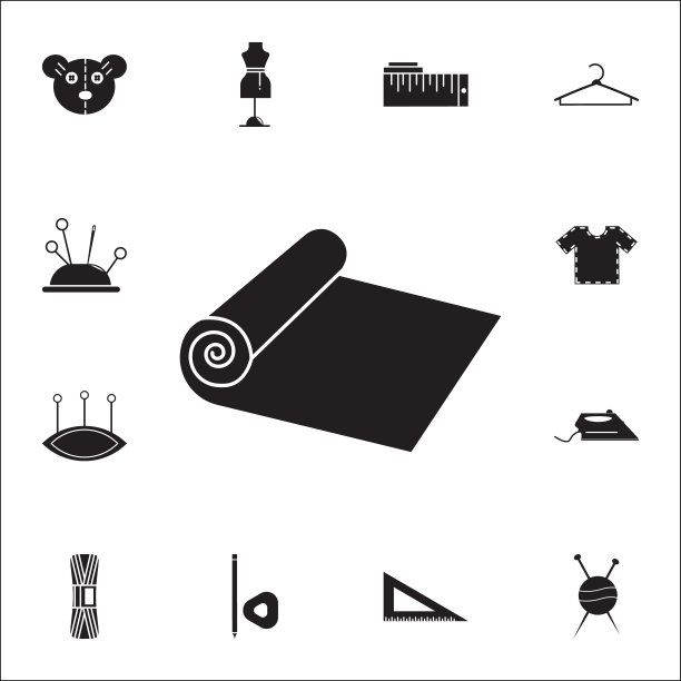 卷布图标。手工制作图标的详细设置。优质的平面设计标志。收藏图标之一的网站，网页设计，移动应用程序图片下载