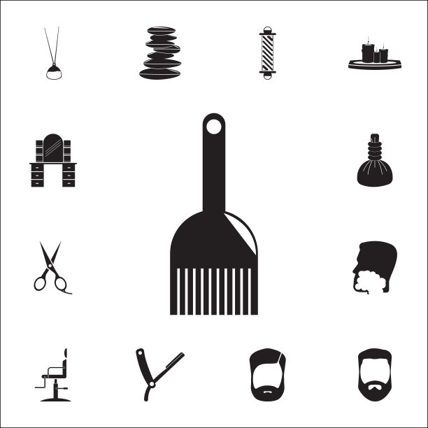 化妆刷的头发染色图标。详细的一套理发师图标。优质的平面设计标志。收藏图标之一的网站，网页设计，移动应用程序图片下载