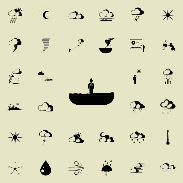 孩子在雪地上的标志图标。天气图标的详细设置。优质的平面设计标志。收藏图标之一的网站，网页设计，移动应用程序图片下载