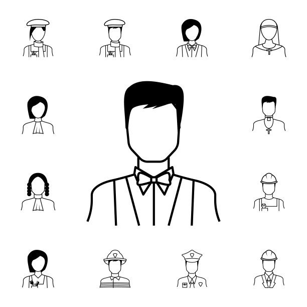 服务员图标。详细的Proffecions图标。优质的平面设计标志。收藏图标之一的网站，网页设计，移动应用程序图片下载