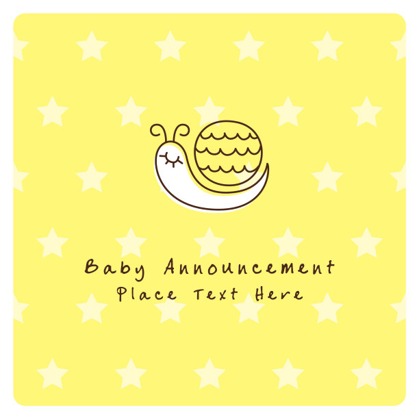 可爱的蜗牛宝宝出生卡图片下载