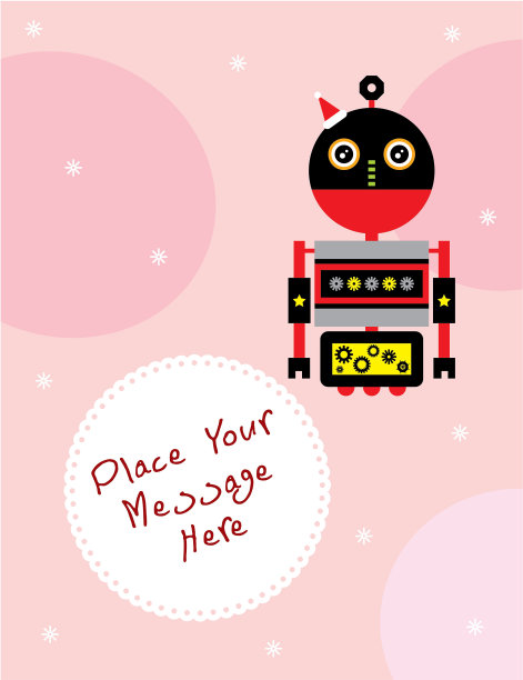 可爱的机器人贺卡图片下载