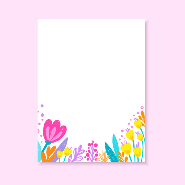 婚礼邀请，或生日贺卡，花卉邀请，现代卡片设计:数字手绘蜡笔花在卡通酷现代风格。向量模板。图片下载