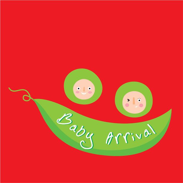 可爱的豌豆宝宝到来贺卡图片下载