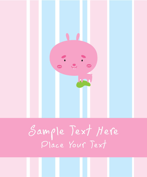 可爱的兔宝宝降生通知卡图片下载