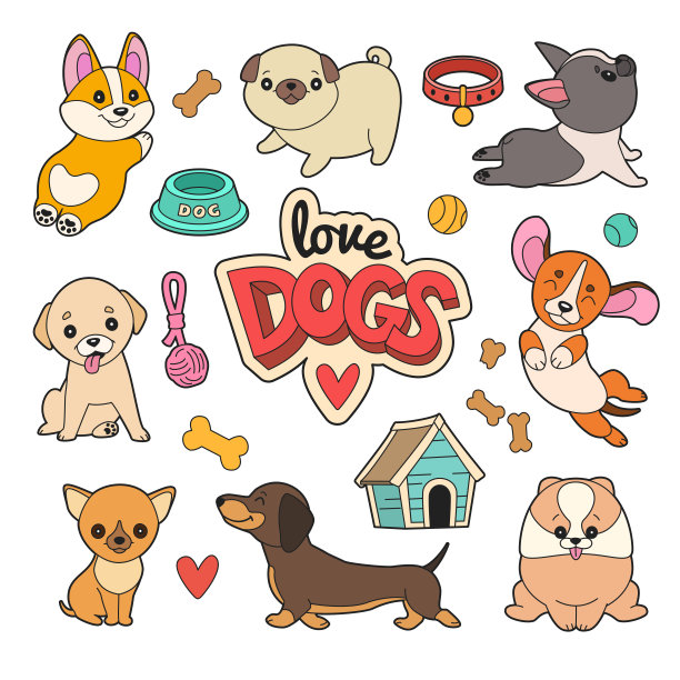 小狗补丁集合。图片下载