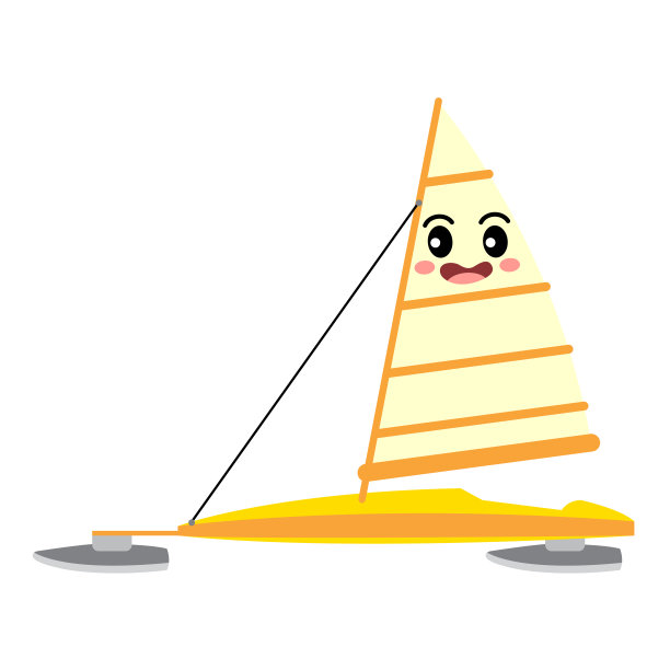 冰帆运输卡通人物侧视图矢量插图图片下载