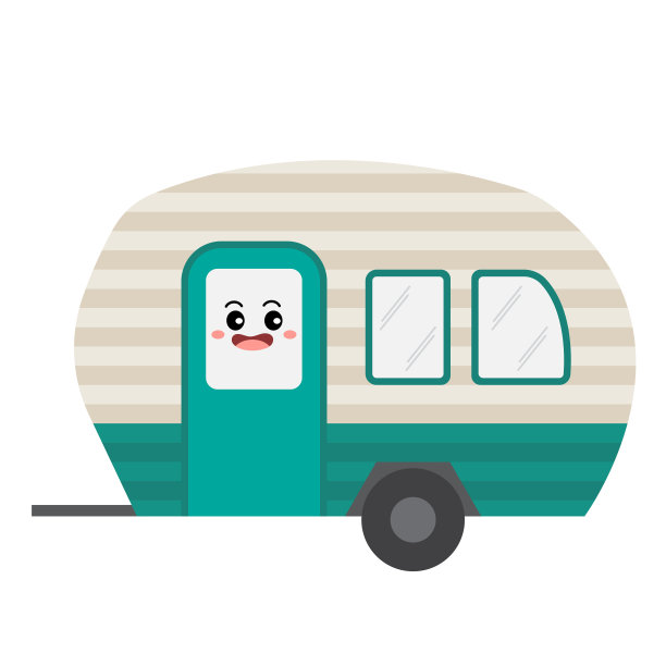 露营者运输卡通人物侧视图矢量插图图片下载