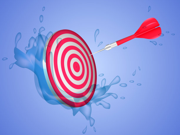 带水花的红色飞镖，目标概念图片下载