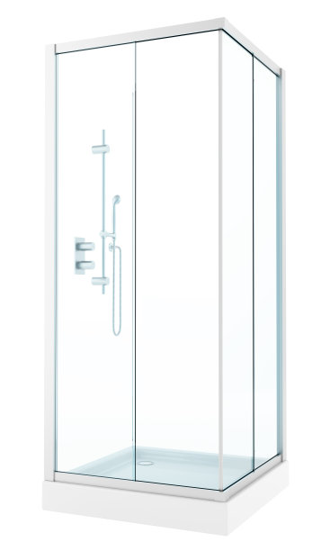 现代淋浴房孤立在白色背景图片下载
