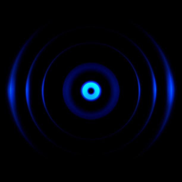 抽象的蓝色照片镜头与光圈效果在黑色背景图片下载