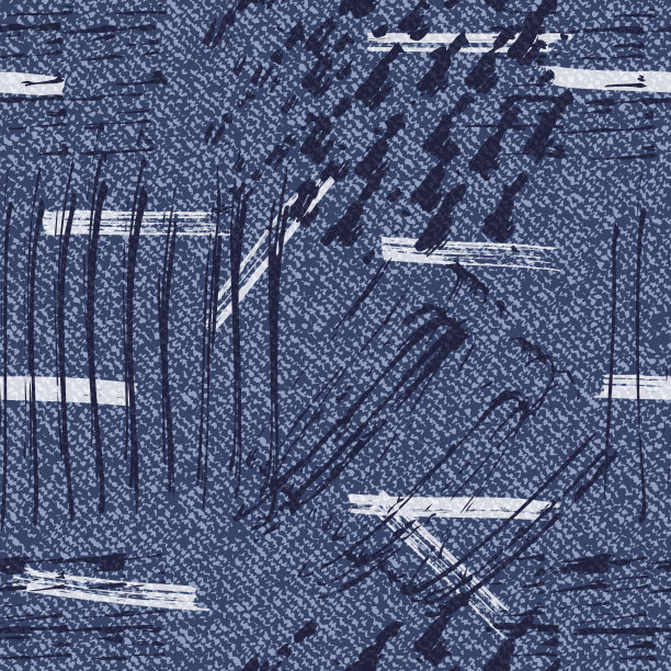 矢量牛仔背景与油漆笔触，手绘抽象Grunge无缝图案，蓝色牛仔布图片下载