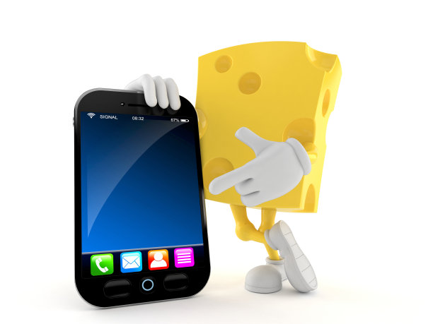 奶酪角色与智能手机图片下载