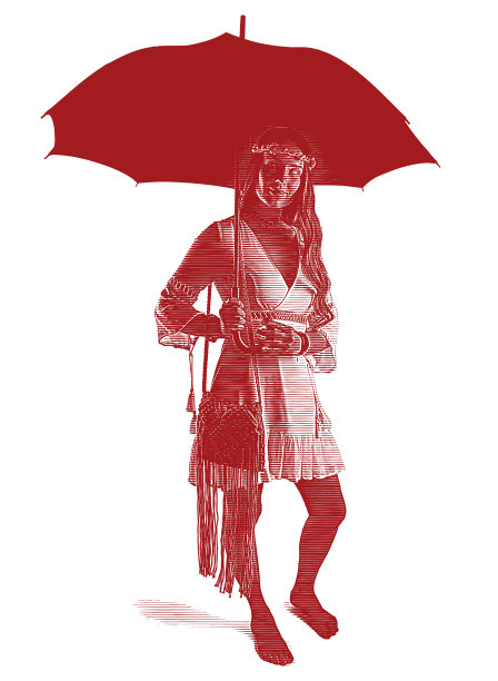 拿着伞的波西米亚女人图片下载